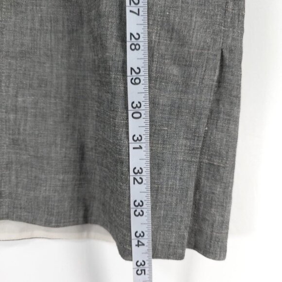 NWT Theory LINEN Blend SLIT FRONT SHIFT Sharkskin Crunch Mini Dress MEDIUM - Picture 11 of 15